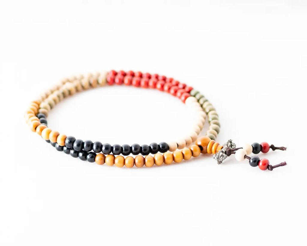 Multicolour Tibetan Rosewood 108 Mala Beads