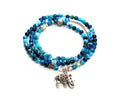 Natural Blue Agate & Sterling Silver Elephant Bracelet / Necklace