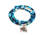Natural Blue Agate & Sterling Silver Elephant Bracelet / Necklace
