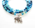 Natural Blue Agate & Sterling Silver Elephant Bracelet / Necklace