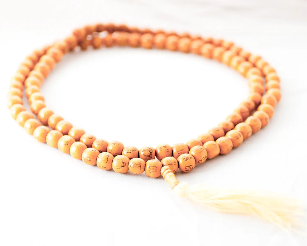 Orange Sandalwood 108 Mala Bracelet / Necklace
