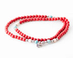 Red Ceramic & Sterling Silver Charm Bracelet