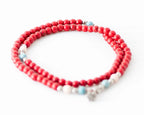 Red Ceramic & Sterling Silver Charm Bracelet