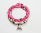 Natural Rose Quartz & Sterling Silver Elephant Bracelet / Necklace