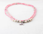 Natural Rose Quartz & Sterling Silver Elephant Bracelet / Necklace