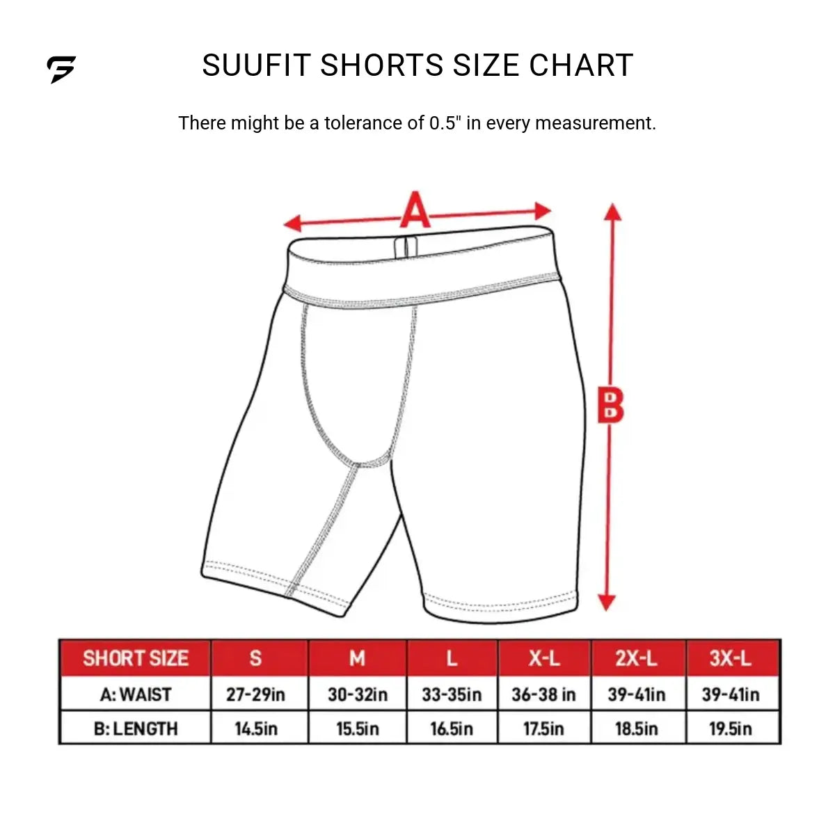 Size guide for Compression Shorts