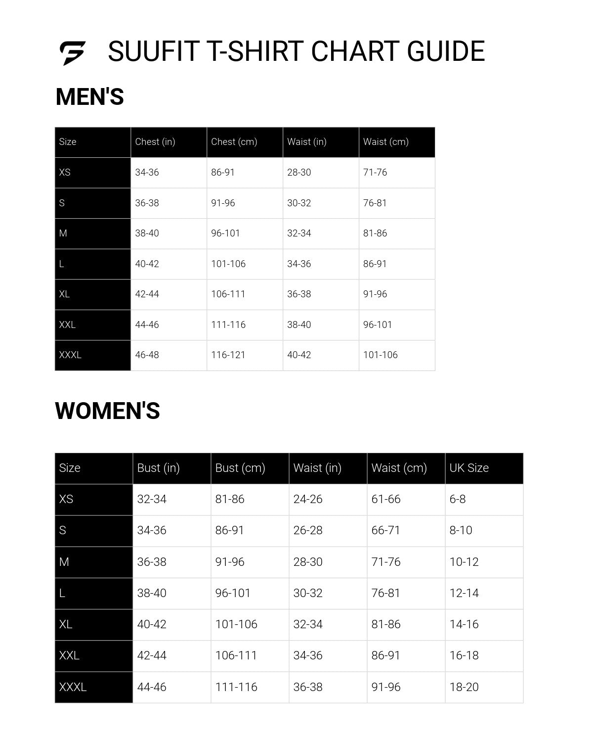 Size guide for Dragon T-Shirt