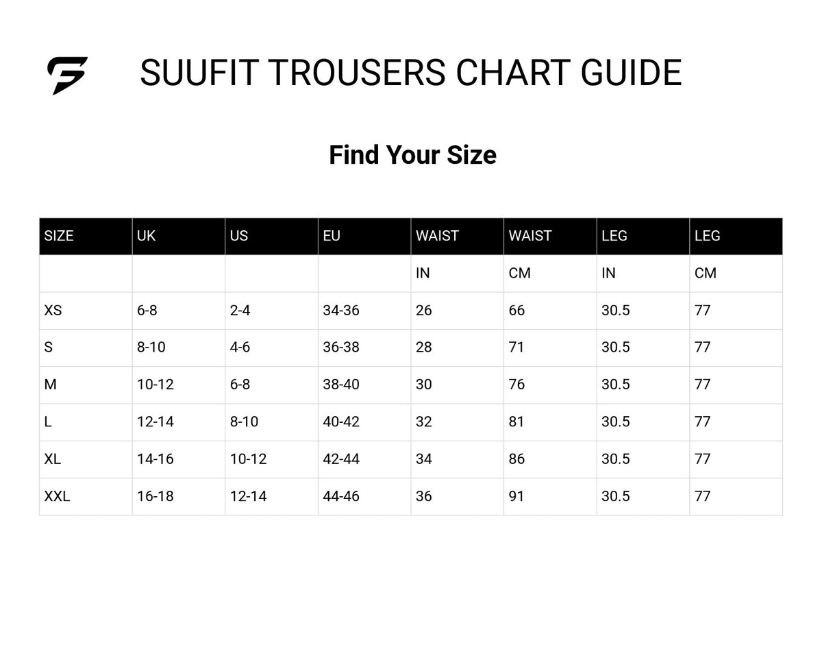 Size guide for Luxury Lantern Pants