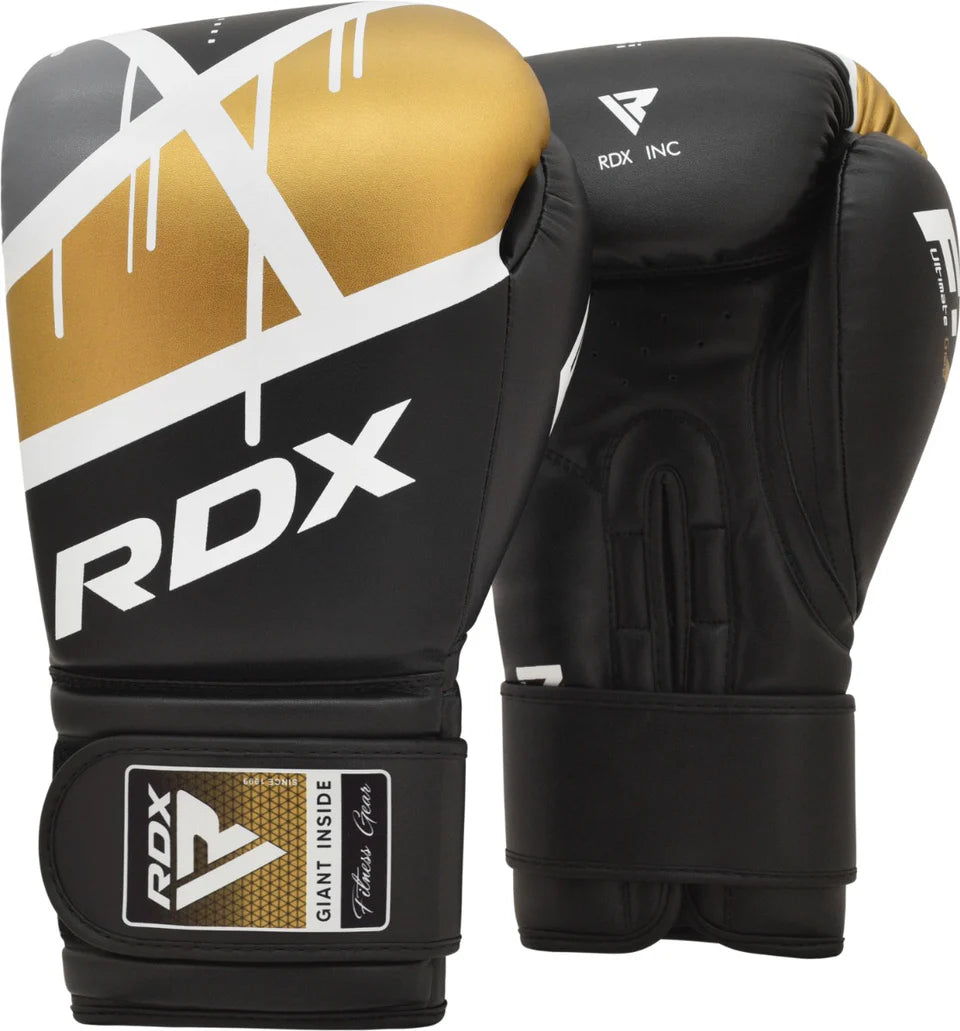 RDX F7 Boxing Gloves | Black, White & Blue MMA & Training Gloves