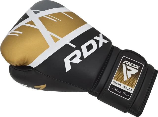 RDX F7 Boxing Gloves | Black, White & Blue MMA & Training Gloves