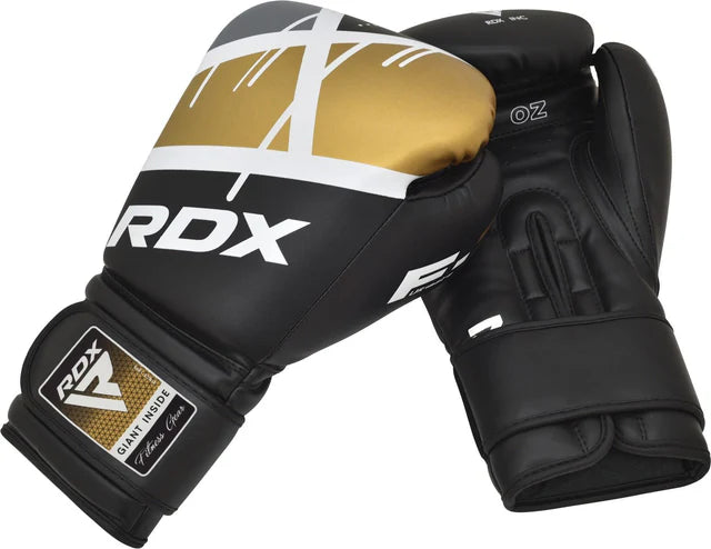 RDX F7 Boxing Gloves | Black, White & Blue MMA & Training Gloves