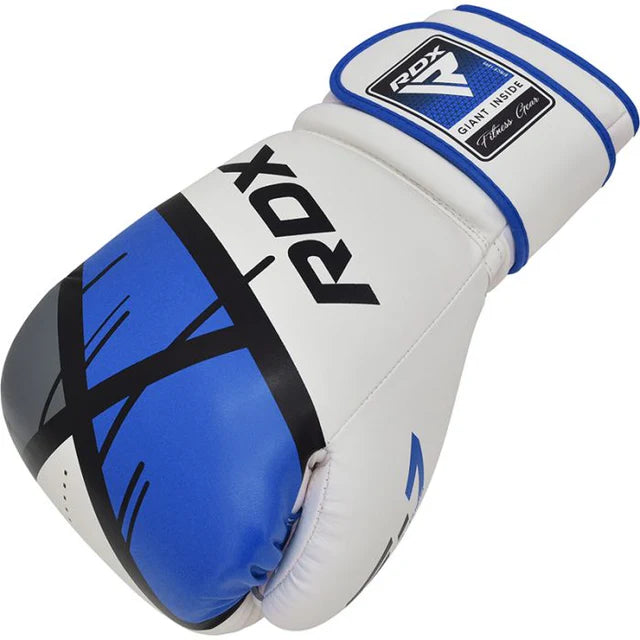 RDX F7 Boxing Gloves | Black, White & Blue MMA & Training Gloves