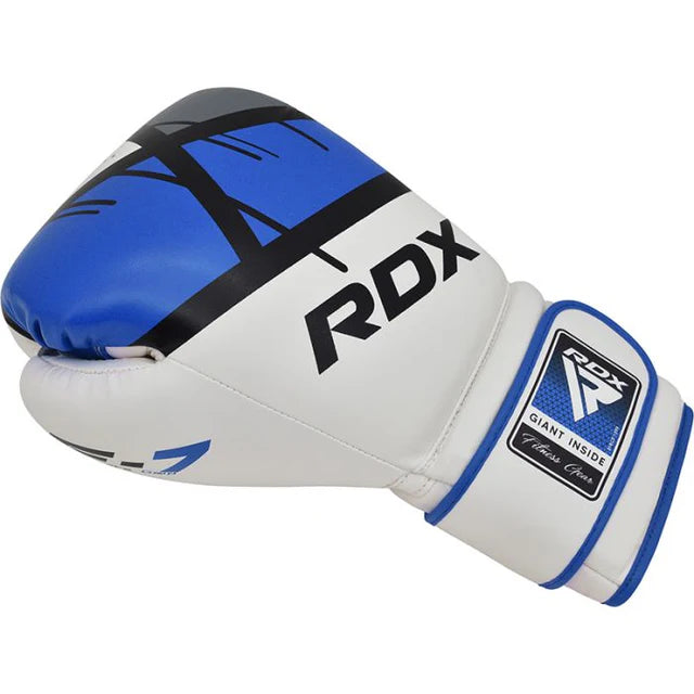 RDX F7 Boxing Gloves | Black, White & Blue MMA & Training Gloves